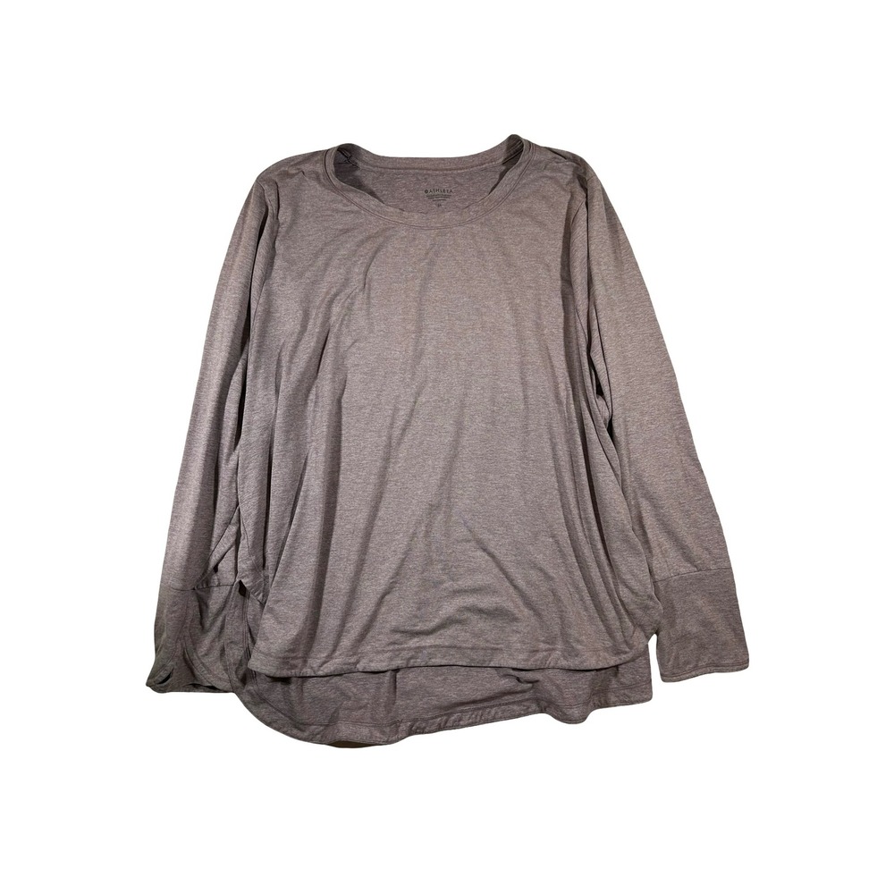 Athleta Womens 3X Heathered Mauve Long Sleeve Crew Neck Activewear Top Shirt